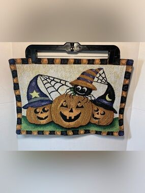 Vintage Group of 4 Woven Tapestry Halloween Placemats.              3713